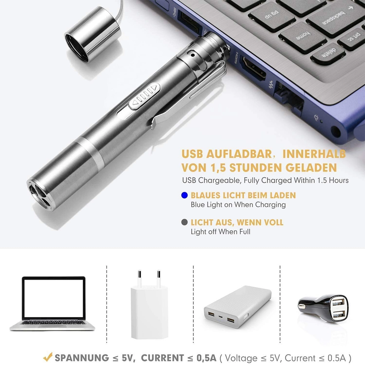 Recharge USB directe : Écologique, sans piles jetables