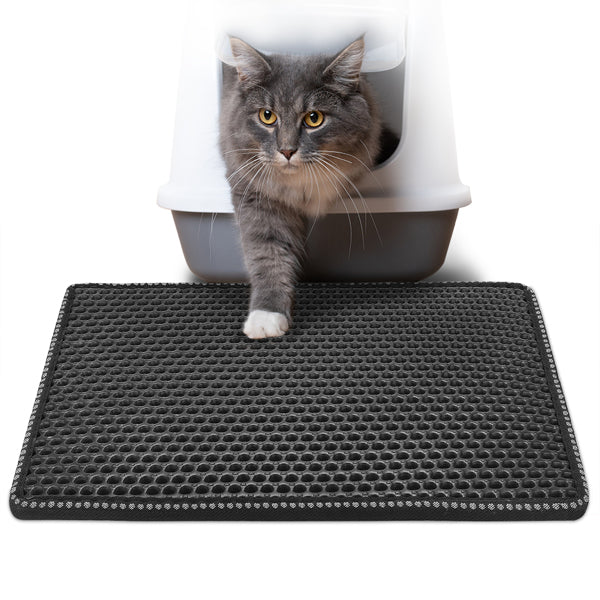 Tapis attrape-litière double couche pour chat