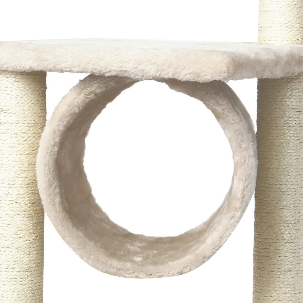 arbre à chat compact 91 cm avec revêtement en fausse fourrure