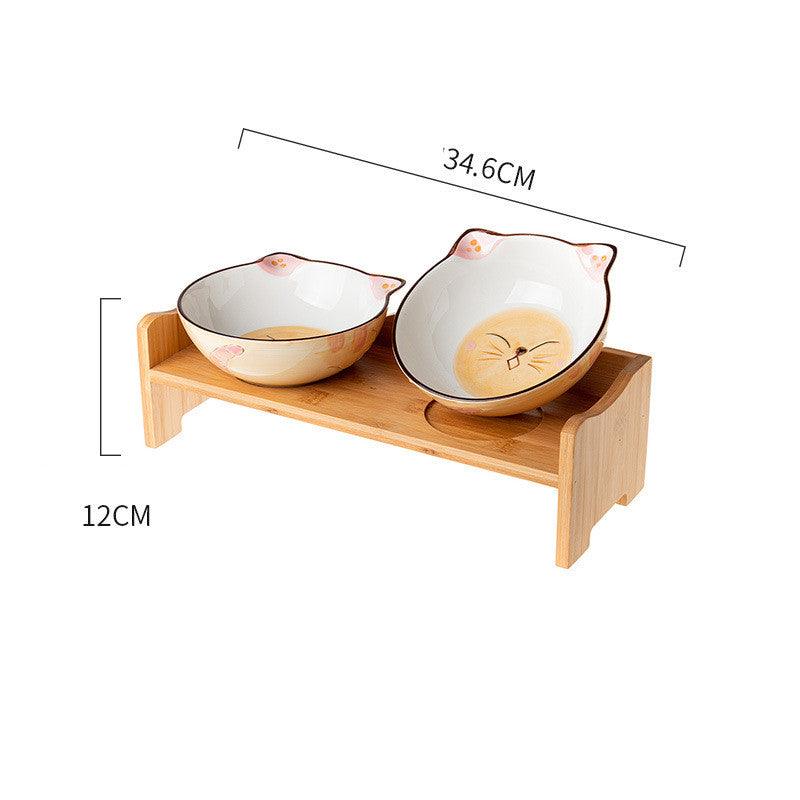 🐱 Bols en Céramique Élevés pour Chat 🍽️ - Set Double + Support | Posture Saine & Design Premium