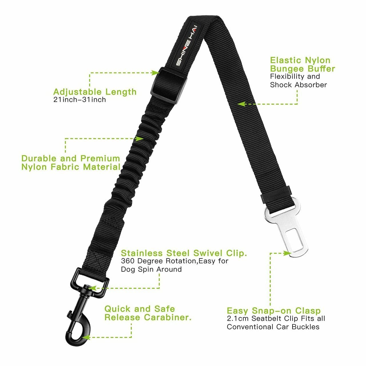 Sangle de Sécurité Auto pour Chien - Pack de 2 - Ajustable, Universelle, Clip Ceinture