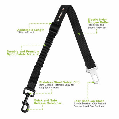 Sangle de Sécurité Auto pour Chien - Pack de 2 - Ajustable, Universelle, Clip Ceinture