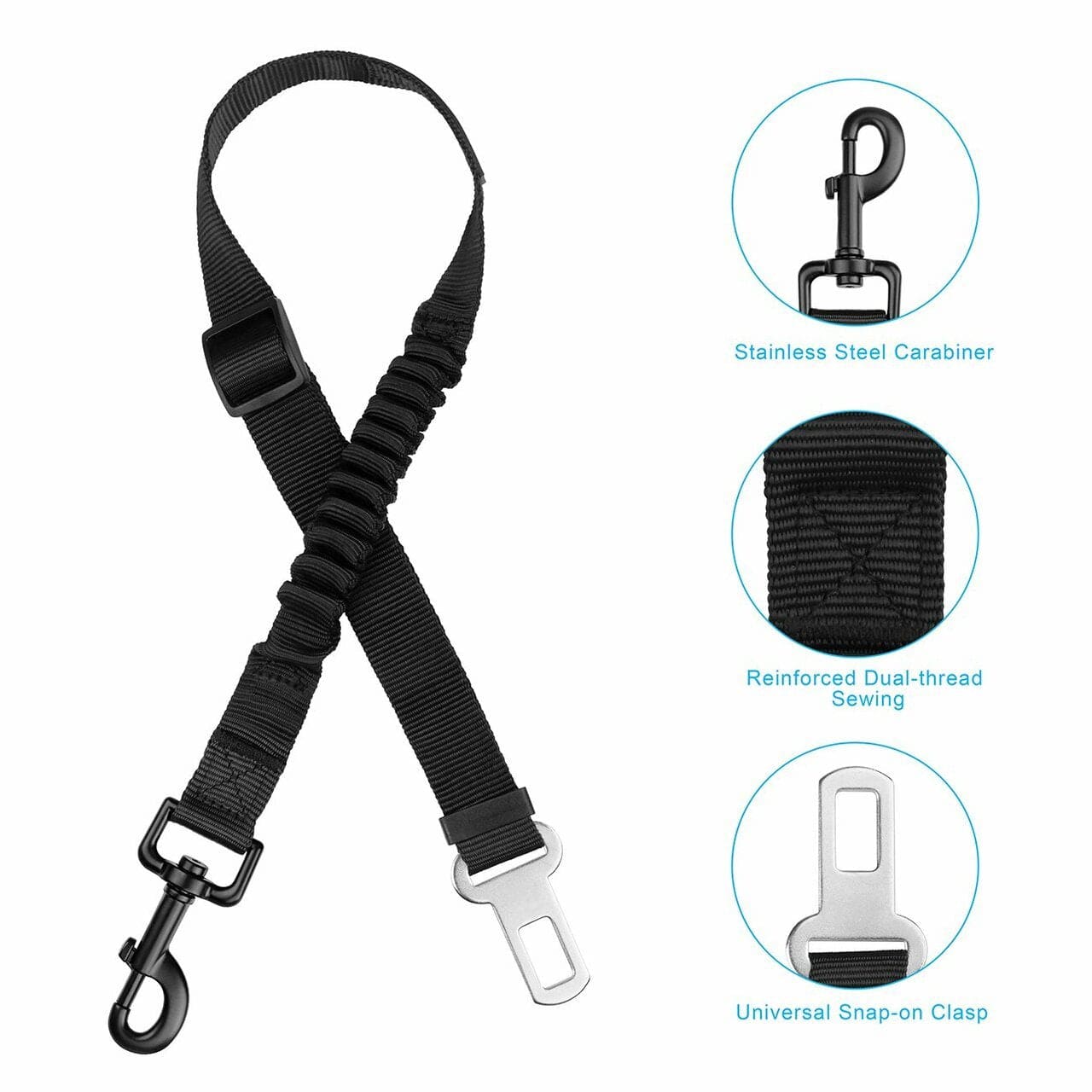 Sangle de Sécurité Auto pour Chien - Pack de 2 - Ajustable, Universelle, Clip Ceinture