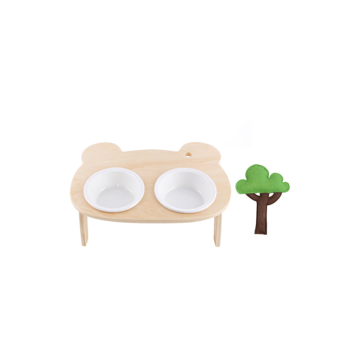 🐶🐱 Forest Tree Tilted Pet Bowl With Oakwood Stand