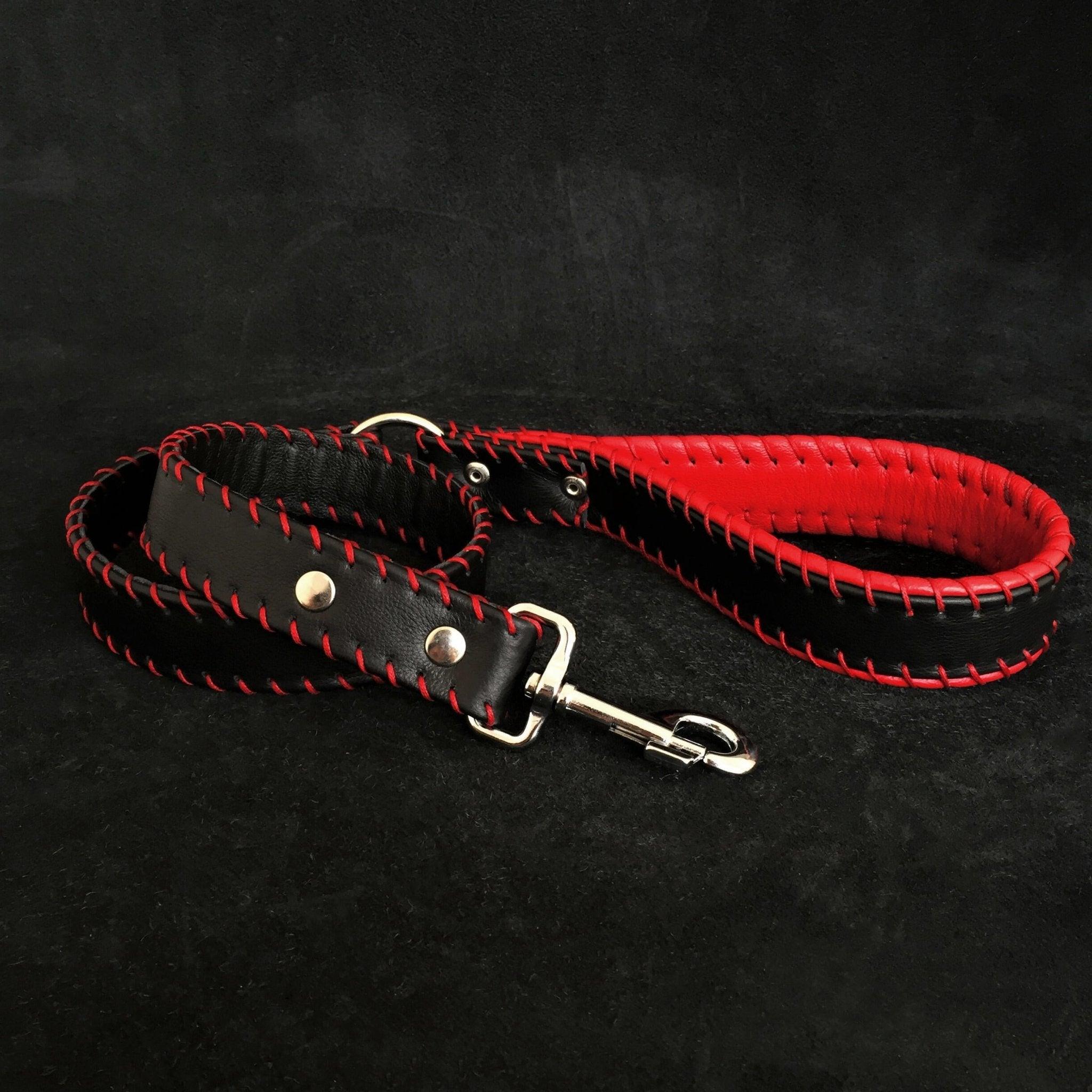 ❤️✨ Handstitched Soft Leather Leash - Black | Cuir Premium Cousu Main