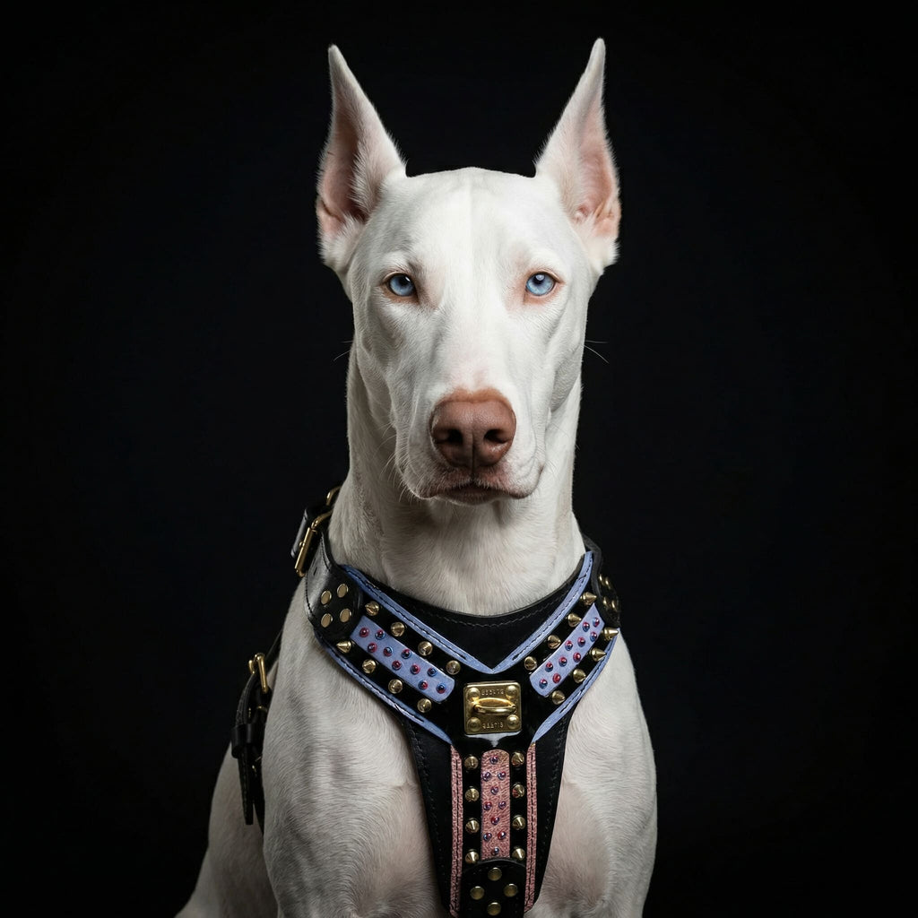 Luxe Artisanal 🐺 Harnais Candy Black - Cuir Premium & Rembourrage Orthopédique (Fait Main en Europe)