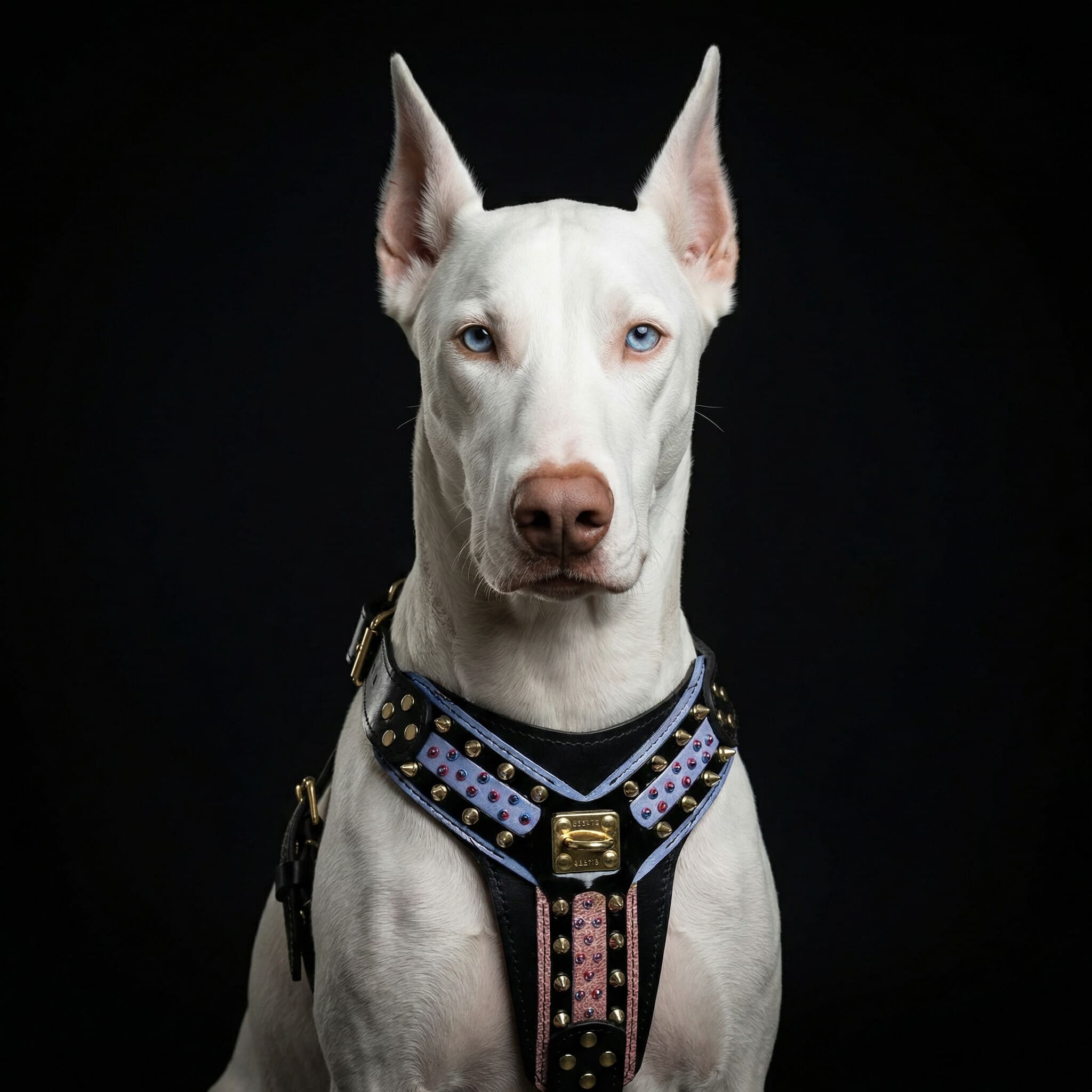 Luxe Artisanal 🐺 Harnais Candy Black - Cuir Premium & Rembourrage Orthopédique (Fait Main en Europe)