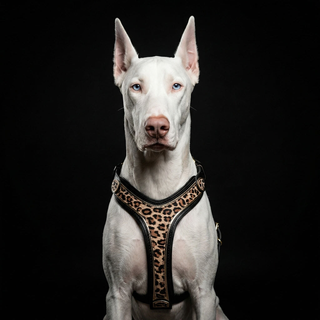 Luxe Artisanal Dog 🐺 BESTIA “Leopard” - Harnais Cuir Premium • Collector Édition Limitée (Fait Main en Europe)