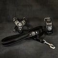 🖤 Maximus Black & Silver - Small Dog SET | Harnais + Collier + Laisse