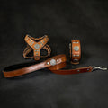 🤎 Maximus Brown & Silver - Small Dog SET | Harnais + Collier + Laisse