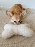 🦴✨ Natural Sheepskin Dog Toy - Bone (White)