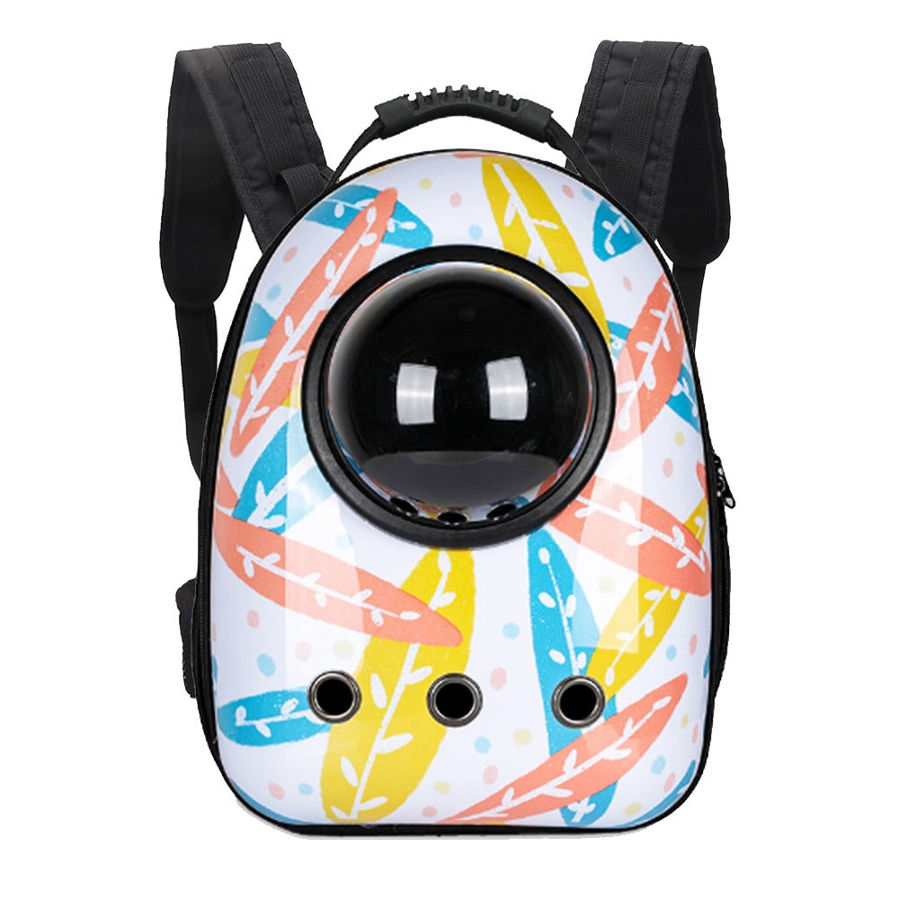 Transport & Lifestyle 🐶🐱 Sac à Dos pour Animaux - Blanc Motif Feuilles | Transport Premium pour Chats & Petits Chiens