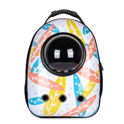 Transport & Lifestyle/Premium Accessible 🐶🐱 Sac à Dos pour Animaux - Blanc Motif Feuilles | Transport Premium pour Chats & Petits Chiens