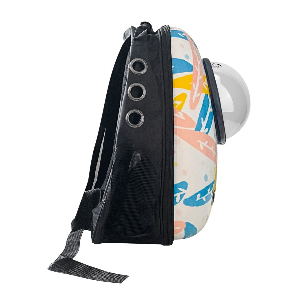 Transport & Lifestyle/Premium Accessible 🐶🐱 Sac à Dos pour Animaux - Blanc Motif Feuilles | Transport Premium pour Chats & Petits Chiens