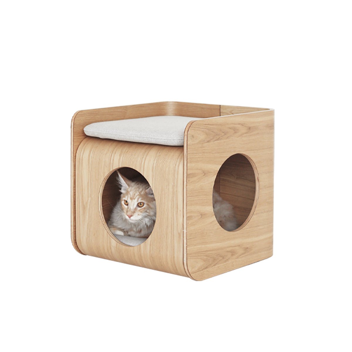🐱 Natural Wood Cat Bed House