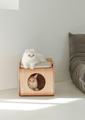 🐱 Natural Wood Cat Bed House