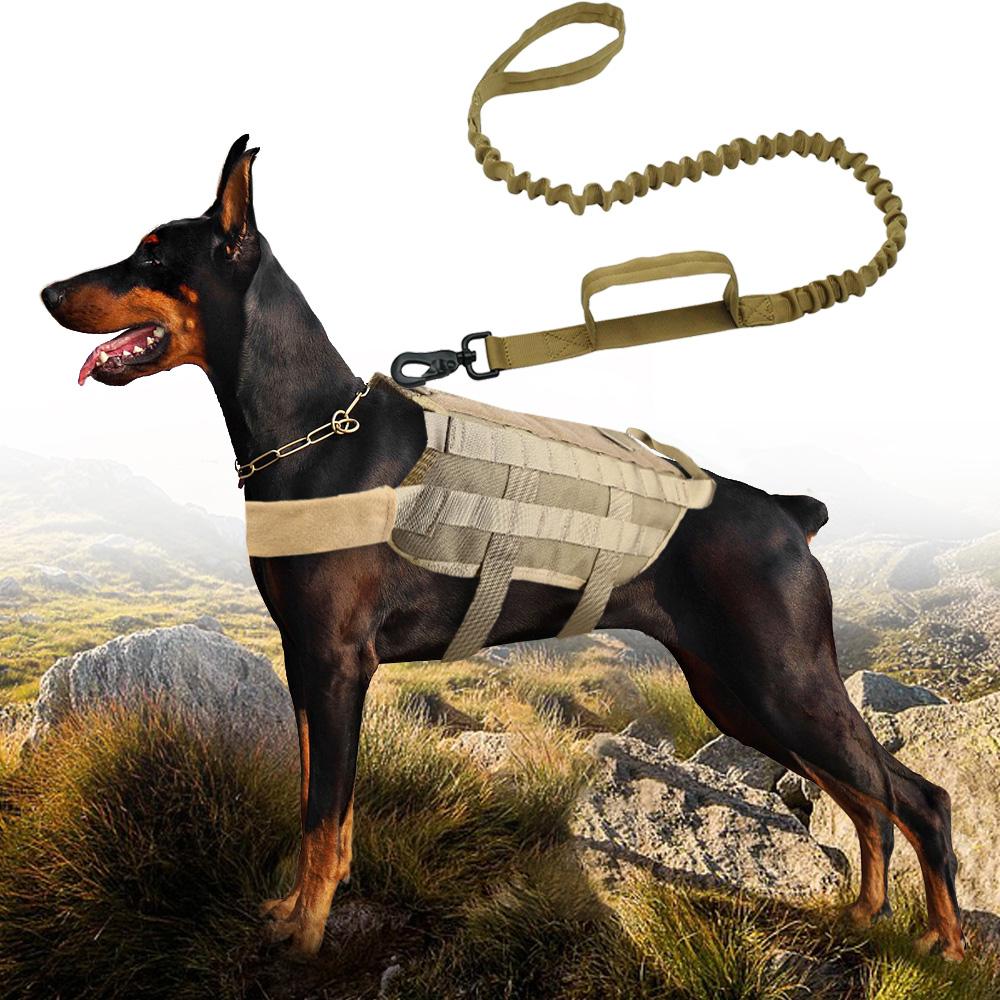 Harnais Tactique K9 pour Chien - Nylon Renforcé, Poignée de Contrôle & Laisse Incluse - XS à XL