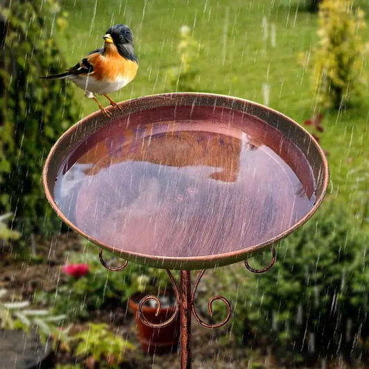 Vintage Metal Bird Bath with Pedestal Stand-4