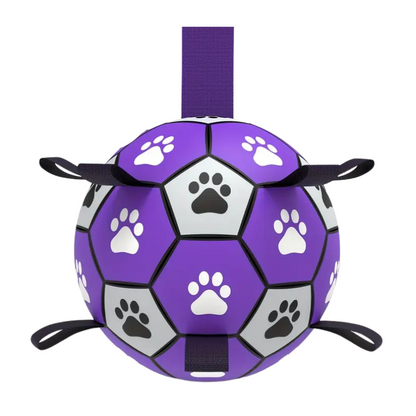 Dog 🐶 Rubber Dog Durable Soccer Ball with Straps - Purple/Black (Ballon de Football Résistant pour Chiens)