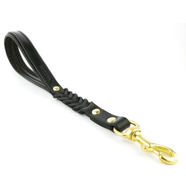 🐕‍🦺 Short “Control” Lead - Laisse Courte Cuir 46 cm | Brass / Chrome