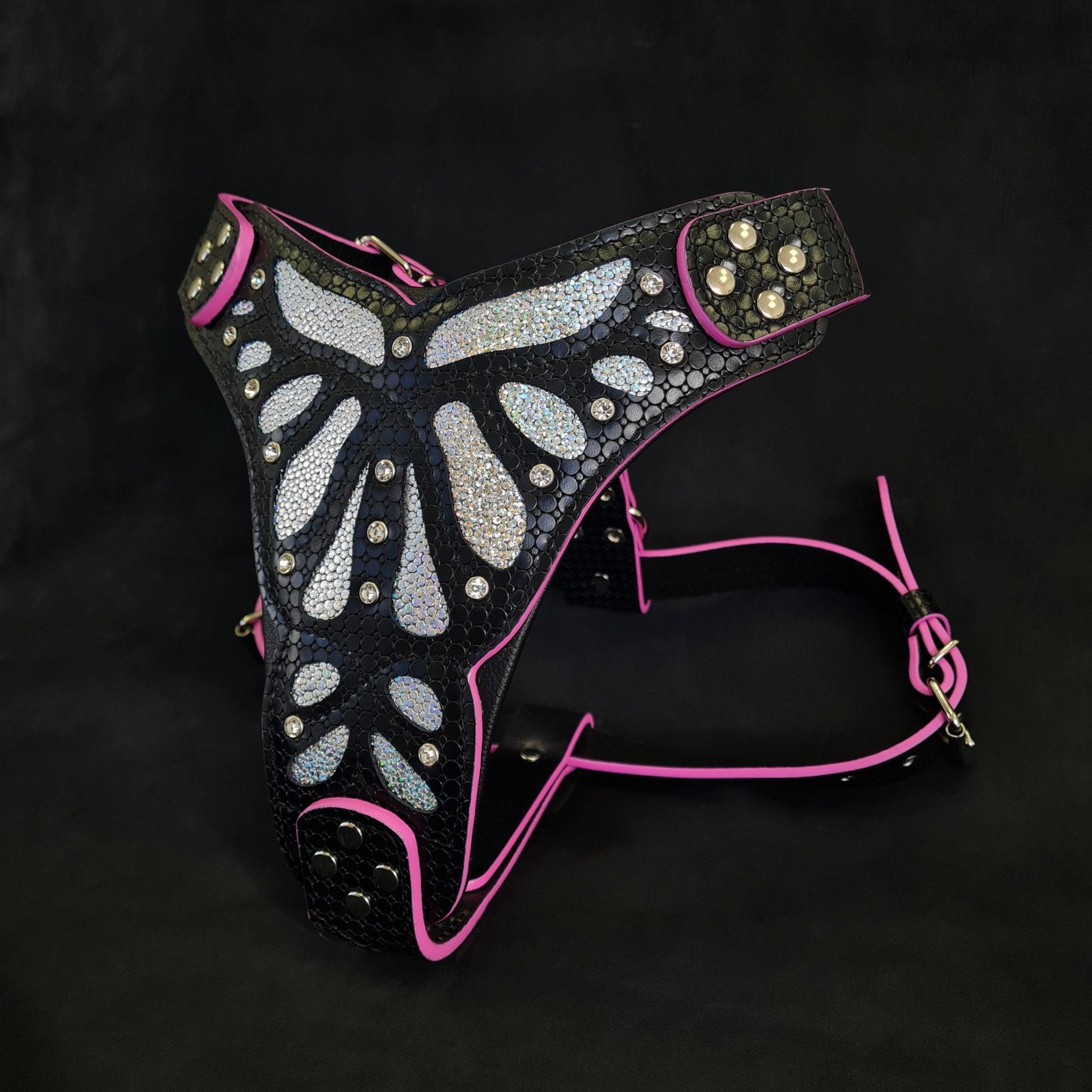 Collection Luxe Artisanal 🐶 Harnais Ariel - Cuir Premium & Motif Sirène Glitter (Fait Main en Europe)