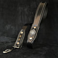 🖤 Aztec Black Leash - Laisse Cuir 90 cm | Rivets & Zipper Design