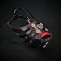 Luxe Artisanal Dog 🐺 BIJOU BASKET MUZZLE - Muselière Premium en Cuir Véritable Black & Red (Fait Main en Europe)