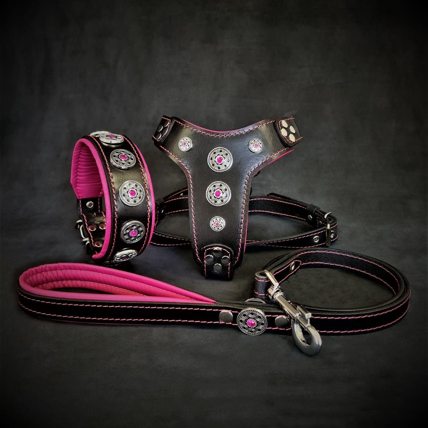 💎🐕‍🦺  The ''Bijou'' SET - Collar, Harness, Leash. (Pink)