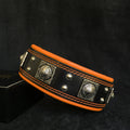 🐺 BESTIA “Eros” Collar 2.5 inch Black & Orange - Premium Leather Dog Collar for Large & Powerful Breeds | Handmade in Europe