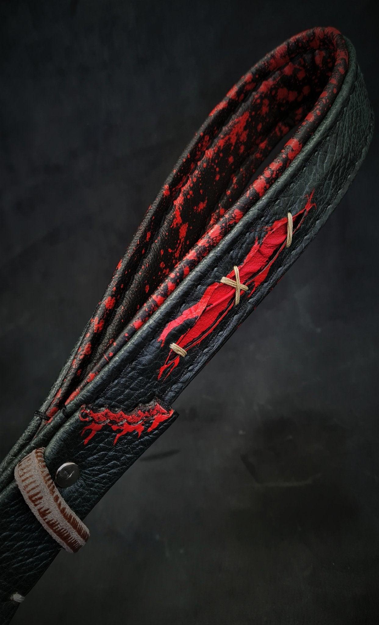 🖤👻 Haunted Leather Leash - Laisse Premium Elephant Pattern (100 cm)