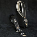 🐕‍🦺 BESTIA “Hektor” Leather Leash - Black & Silver | Premium 90 cm Heavy‑Duty Dog Leash with Padded Handle | Handmade in Europe