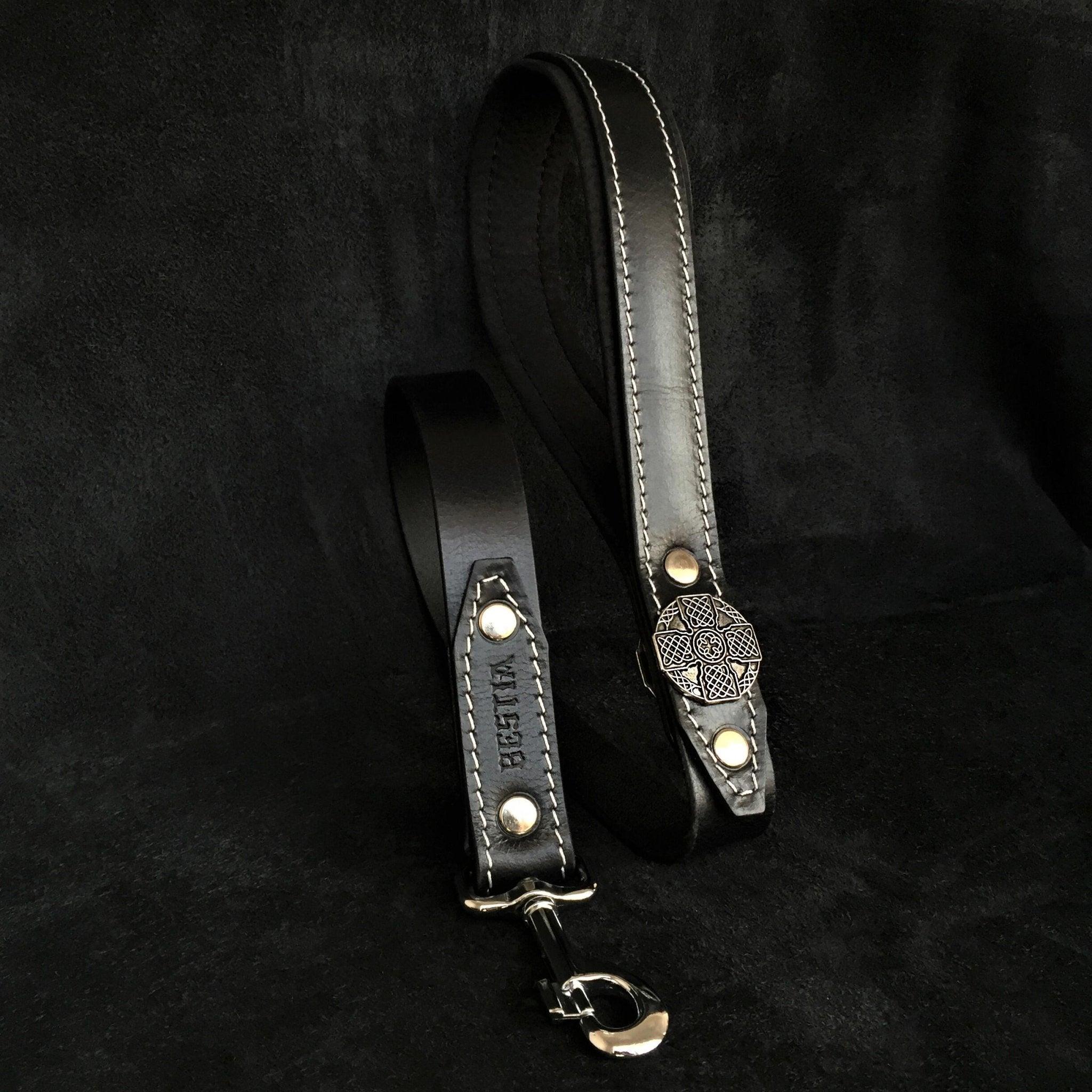 🖤 Maximus Silver Leash - Laisse Cuir 90 cm | Rivet Signature & Hardware Silver