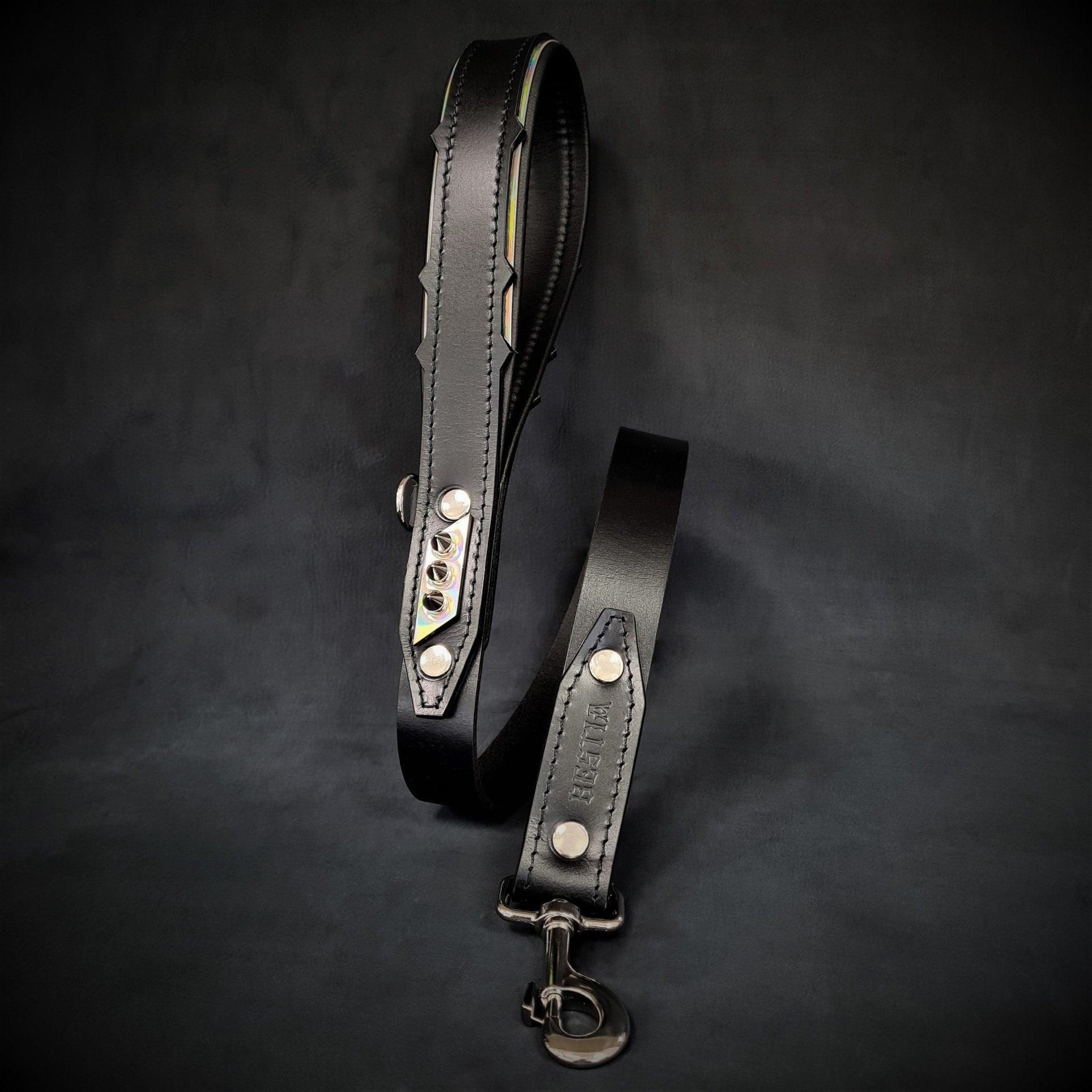 🖤 Midas Leash Silver - Laisse Cuir Luxe 1m | Italian Leather