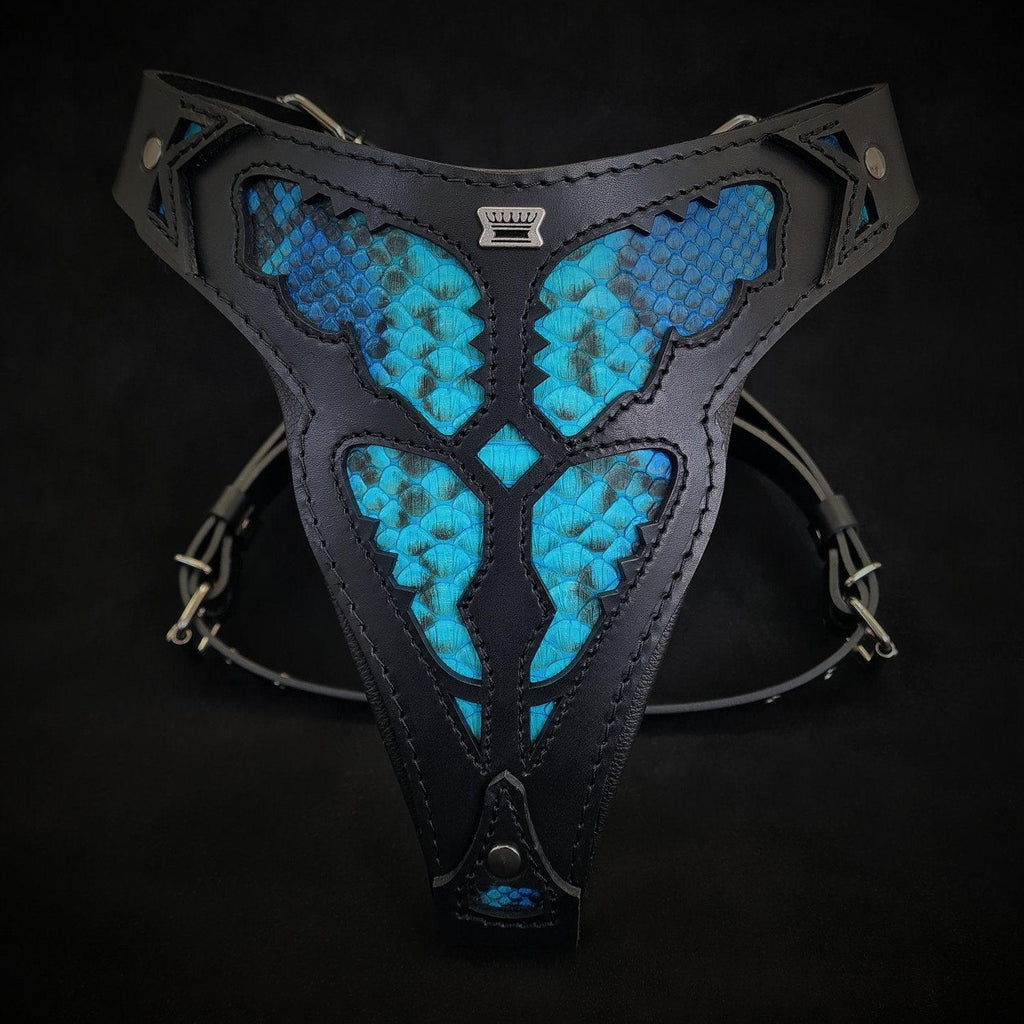 Luxe Artisanal 🐺 Harnais BESTIA “Morelia Python” - Cuir Véritable & Motif Python Premium (Fait Main en Europe)