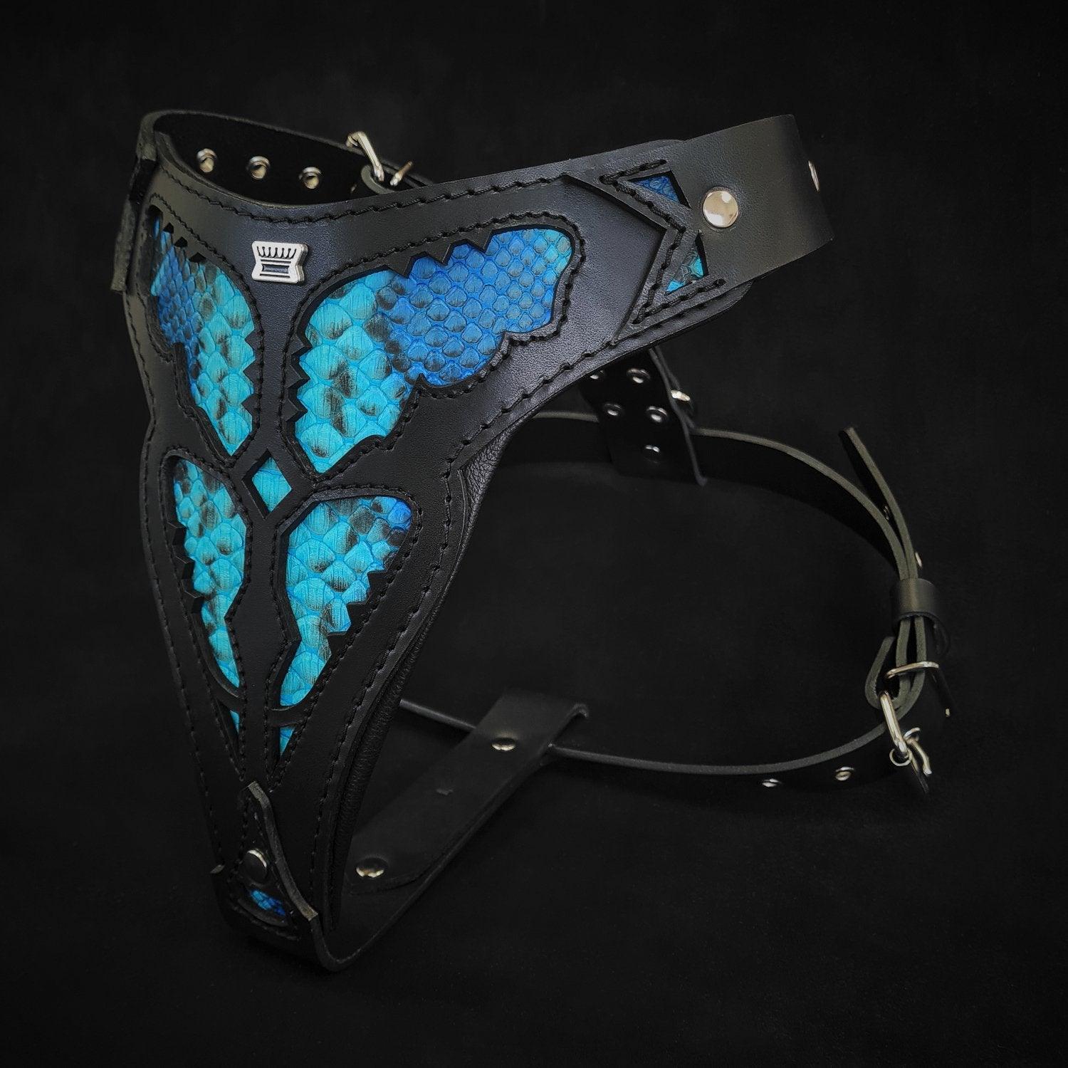 Luxe Artisanal 🐺 Harnais BESTIA “Morelia Python” - Cuir Véritable & Motif Python Premium (Fait Main en Europe)